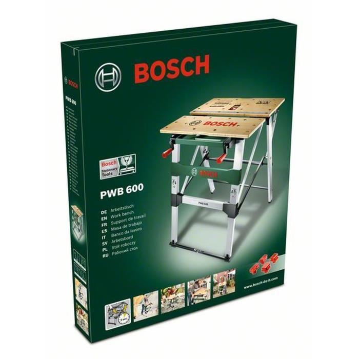Table de travail Bosch - PWB 600 (Etabli repliable livré avec 4 Cales de Serrage)