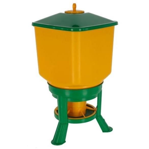 Comedero automático con patas - KERBL - 30 L - Amarillo / Verde