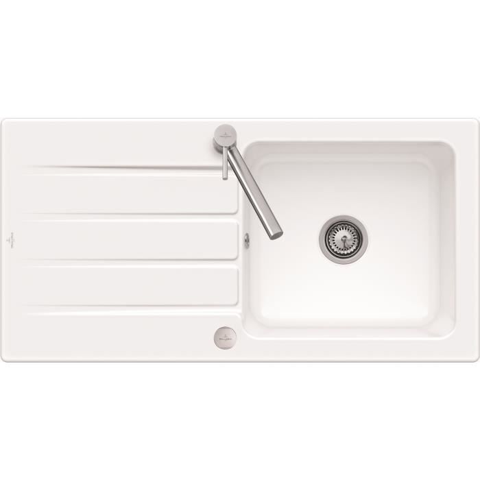 VILLEROY & BOCH - Evier 60 - Céramique - blanc réversible Architectura - vidage automatique inclus