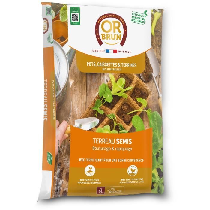 Terriccio per semi - BROWN GOLD - OBRTSEM6U - 6L - Migliora il drenaggio - Ottima ritenzione idrica