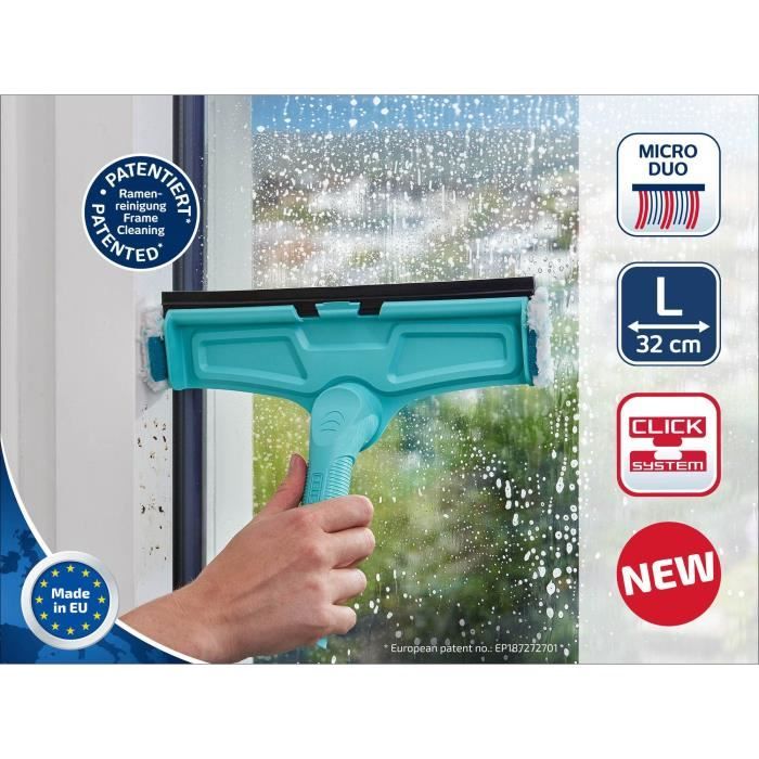 Image secondaire de Lave-vitres 4-en-1 avec molleton microfibres Leifheit 51320, raclette vitre 32cm avec fonction de nettoyage brevetée du cadre