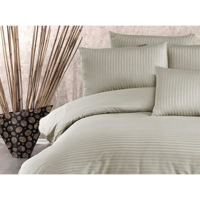 Image secondaire de Parure de lit - 1 housse de couette 220x240 cm + 2 taies d'oreiller 60x60 cm - 70% polyester, 30% coton - Cappuccino