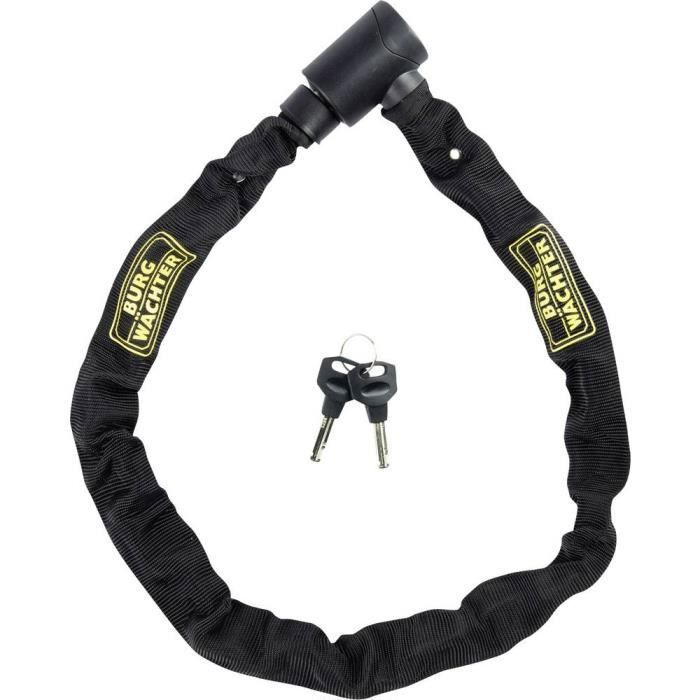 Lucchetto a catena per bicicletta - BURG WACHTER - 580 90 NERO - acciaio 6 mm - Tessuto ad alta resistenza - 2 chiavi