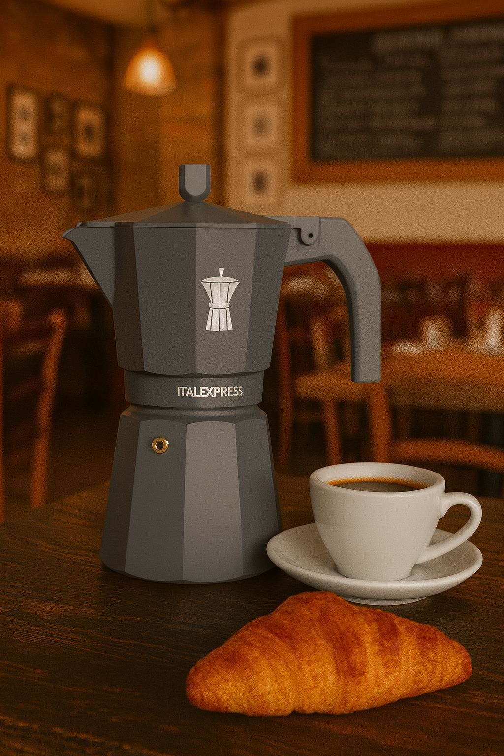 Cafetière Italienne Pezzetti Italexpress en Aluminium - 6 Tasses - Bleu