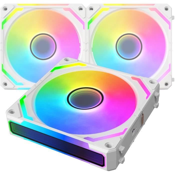 XIGMATEK - Starlink Ultra Arctic (Bianco) - Confezione da 3 ventole per PC - 3x120mm ARGB - 800-2000 RPM - <29,2 dBA - 68,5 CFM - Hub incluso