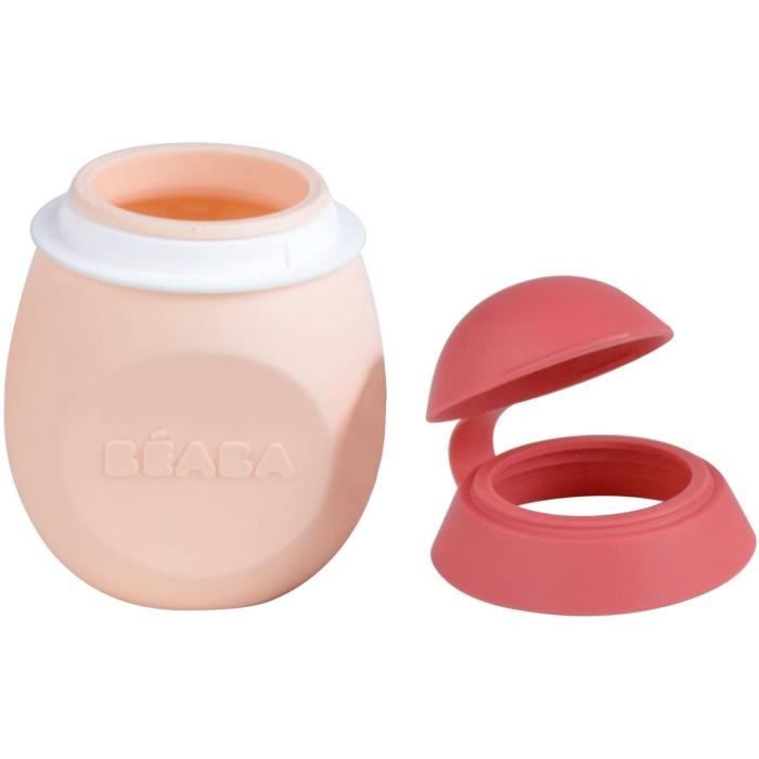 Image secondaire de BEABA Gourde bébé/enfant en silicone, BabySqueez' 2 en 1, 2 embouts (1er et 2eme age), 180 ml, Rose