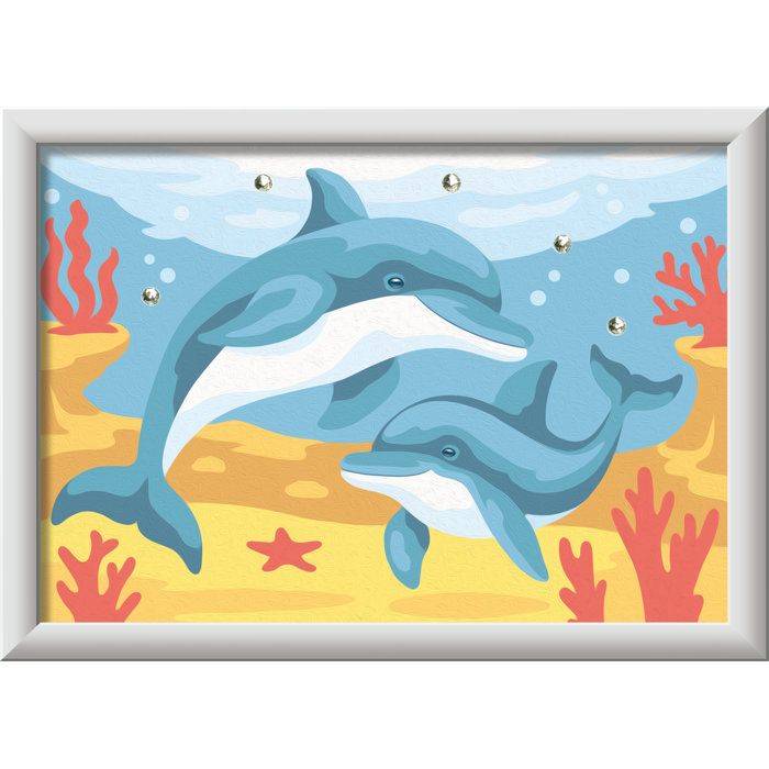 Image secondaire de Kit de Peinture par Numéros Ravensburger - Dauphins et Coraux 13x18cm