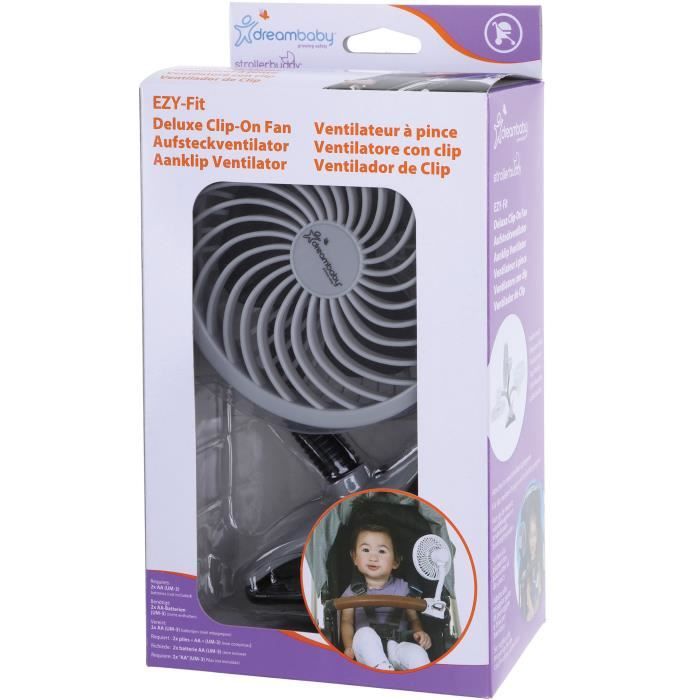 DREAMBABY VENTILATEUR DE POUSSETTE a CLIPSER STROLLERBUDDY DELUXE EZY-FIT - NOIR