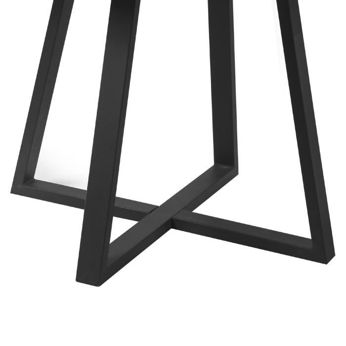 Table a manger OLIVIA - Ronde - Décor chene et métal noir -  Style industriel - 4 personnes - L 120 x P 120 x H 76 cm