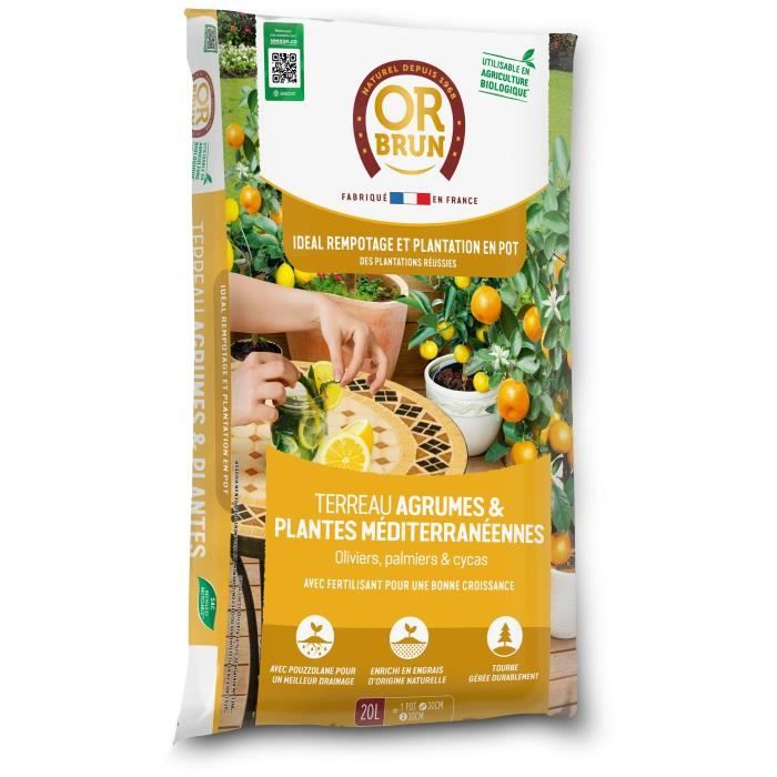 Terra di agrumi e piante mediterranee - MARRONE ORO - OBRTAG20N - 20 L