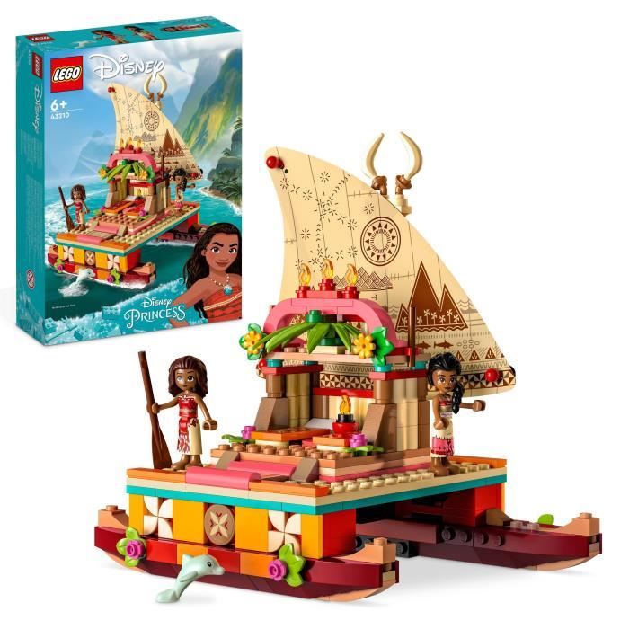 LEGO Disney Princesse 43210 Le Bateau d'Exploration de Vaiana, Jouet avec Dauphin, Mini-Poupée