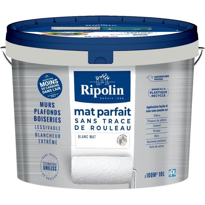 Pittura perfetta per pareti e soffitti - RIPOLIN - 441726 - Bianco - Opaco - 10 L