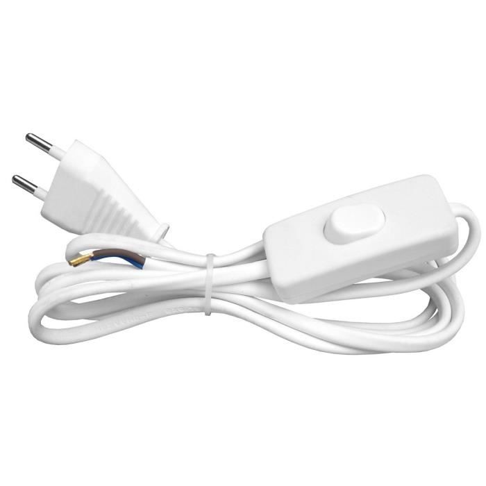 Cordon d'alimentation ZENITECH 1,5m avec interrupteur blanc