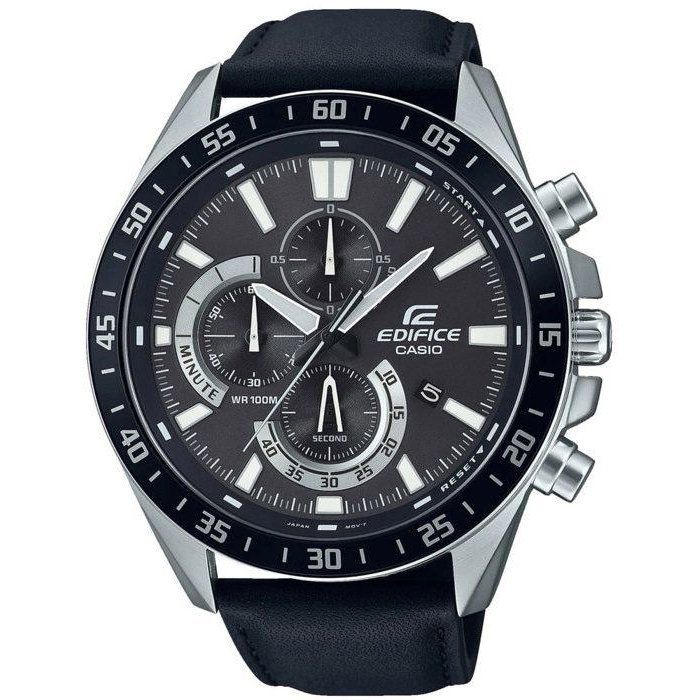 CASIO - Genuine Leather Watch - EDIFICE - Black