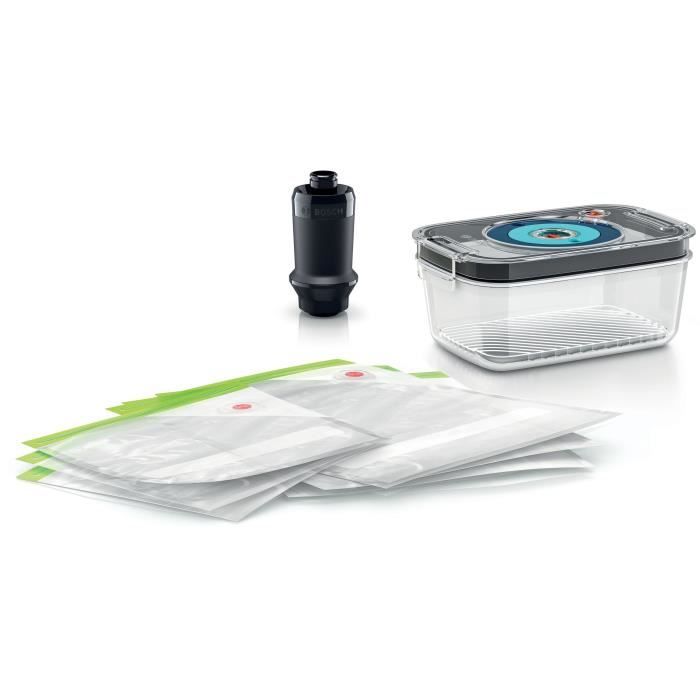 Kit pour mise sous vide - BOSCH - MSEV6FS1 - Bo�te sous vide avec bac 1 L - 3 sacs de 1,2 L + 3 sacs de cong�lation (3,8 L)