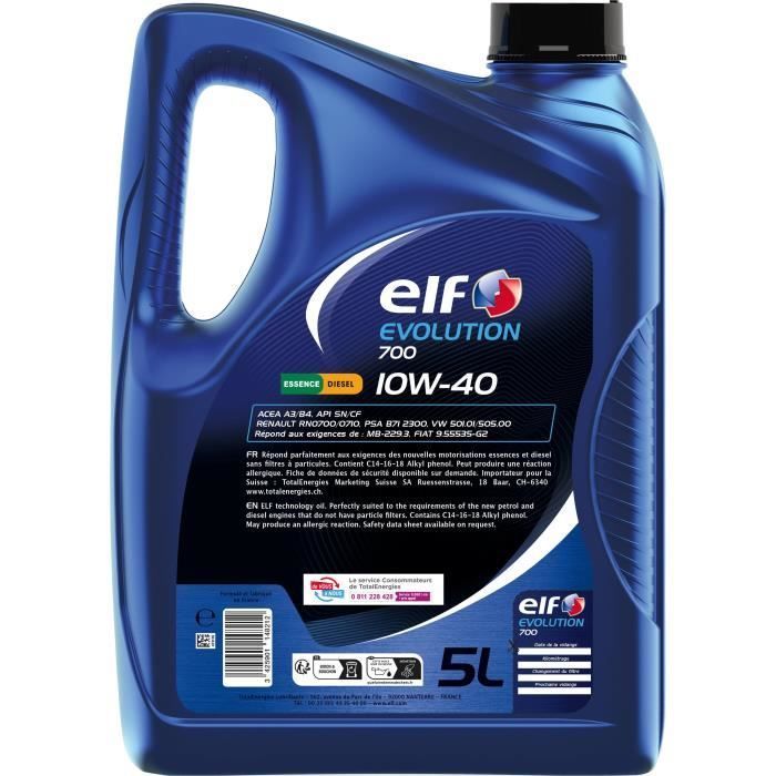 Image secondaire de Huile Moteur ELF Evolution 700 10W-40 - 5L Performance Supérieure