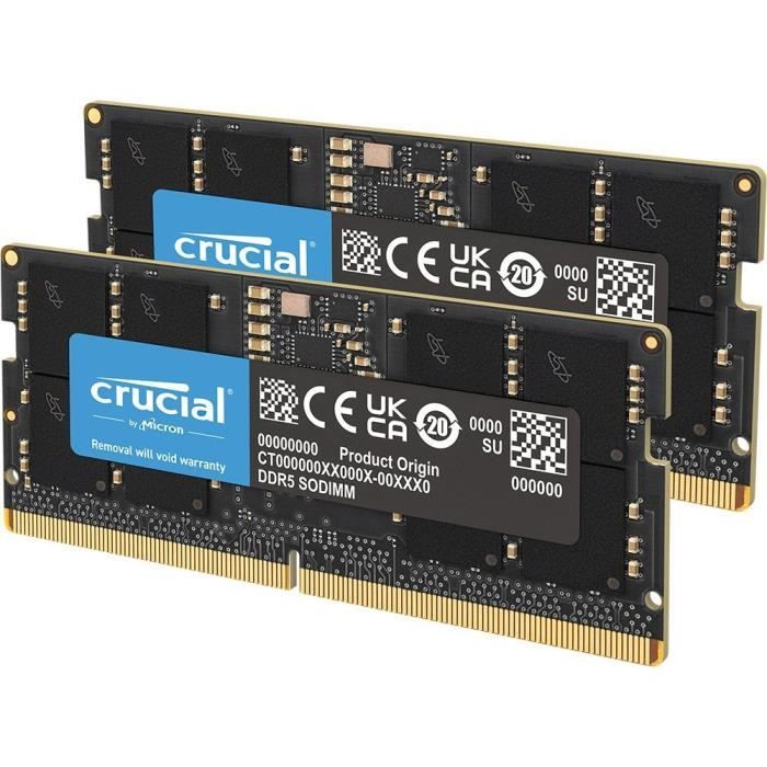 Image secondaire de CRUCIAL Mémoire RAM DDR5 - Kit 128GB (2 x 64GO) - 5600 MT/s - CL46 - SODIMM