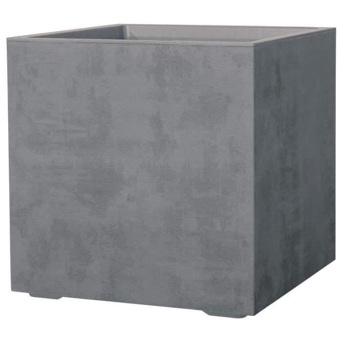 DEROMA Pot de fleurs Cube Millennium R - 49 x h49,5 cm - Ashgrey - A r�serve d'eau - Roulettes