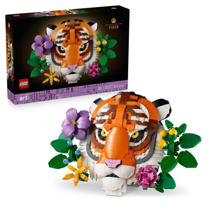 LEGO Art 31217 La Collection Faune Le Tigre - Set Adulte - Décoration Murale Avec Fleurs