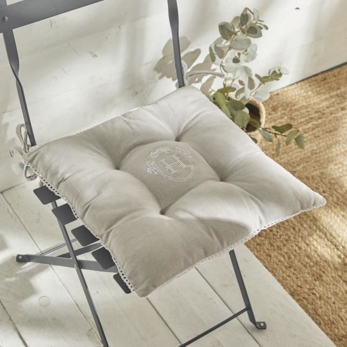 Seduta trapuntata - TODAY - CHARME - Chambray x Petite Broderie Berenice - 40 x 40 cm