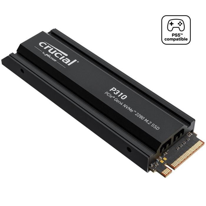 CRUCIAL - P310 - SSD interne - 4 To - PCIe Gen4 NVMe M.2 - Avec dissipateur - Vitesse lecture Jusqu'à 7100 Mo/s - CT4000P310SSD5