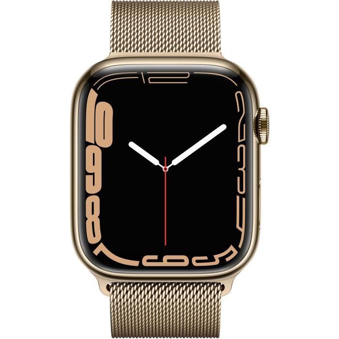 Apple Watch Series 7 GPS + Cellular - 45mm - Boîtier Gold Stainless Steel - Bracelet Gold Milanese Loop