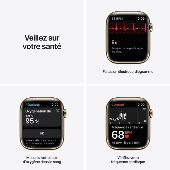 Apple Watch Series 7 GPS + Cellular - 45mm - Boîtier Gold Stainless Steel - Bracelet Gold Milanese Loop