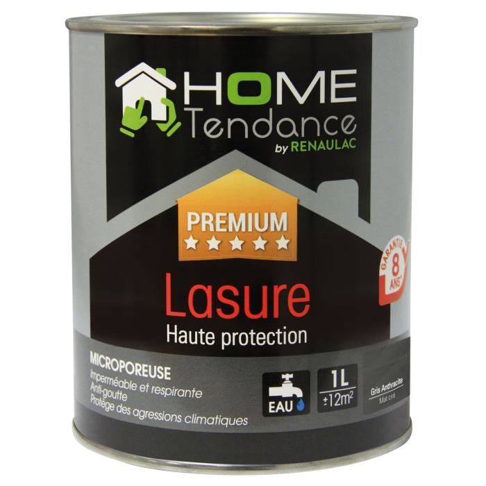 Lasure haute protection 1 L gris anthracite mat - HOME TENDANCE by RENAULAC