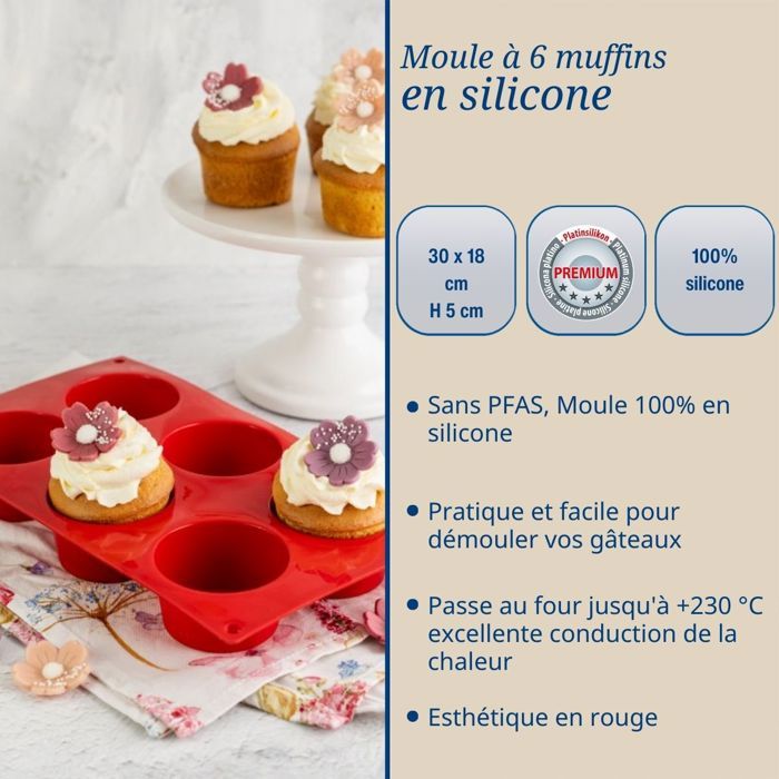 Image secondaire de Ensemble de 2 moules a muffins 6 empreintes - DR oeTKER - Flexxibel Love - 30 x 18 cm