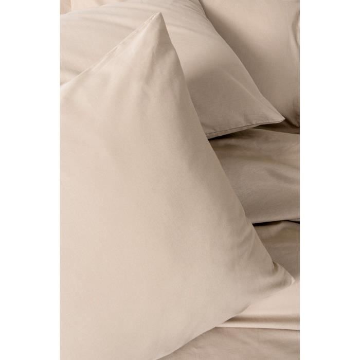 Image secondaire de Parure de lit - 1 housse de couette 220 x 240 cm + 2 taies d'oreiller 60 x 60 cm - 100% coton ranforcé - Beige