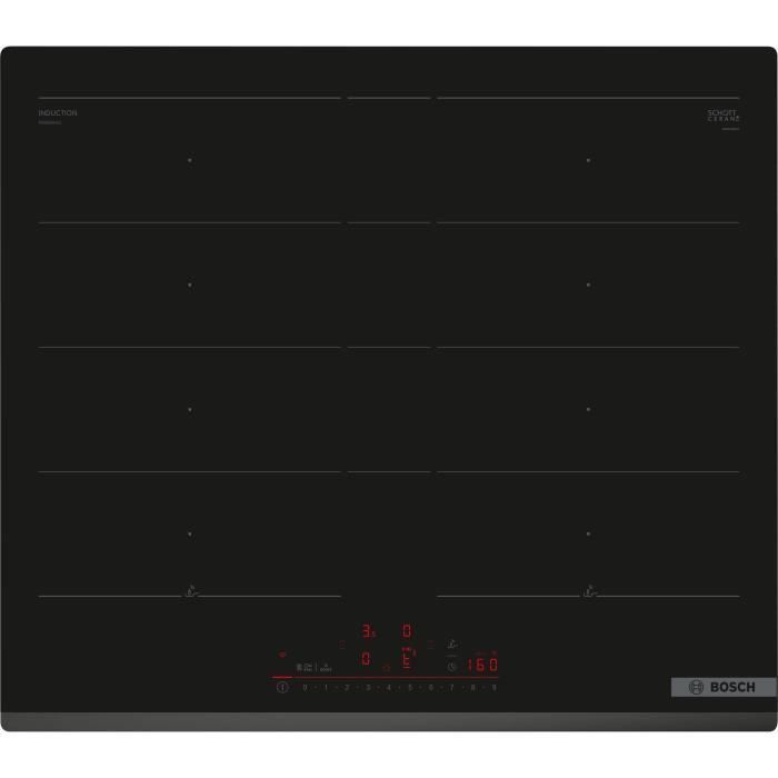 Piano cottura a induzione 60 cm - BOSCH SER6 - PXY63KHC1E Nero - 4 fuochi - Home Connect