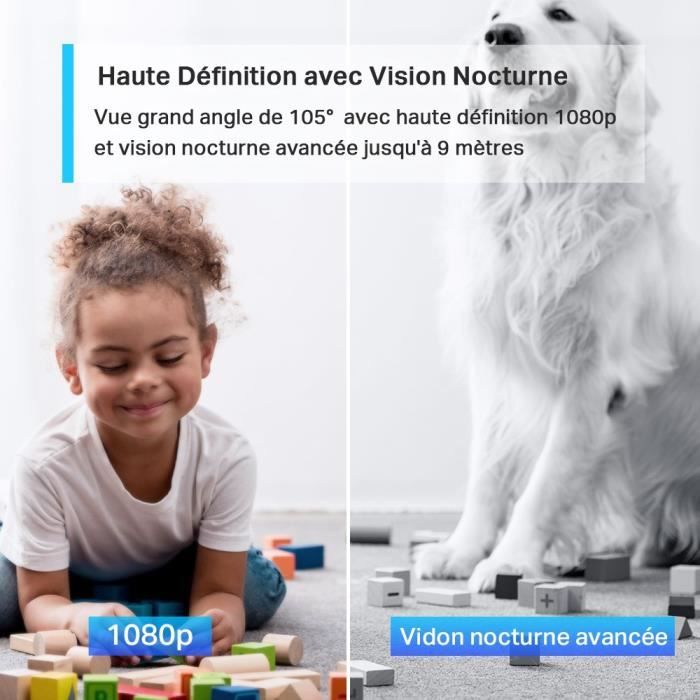 TP-Link Tapo Caméra Surveillance WiFi, Tapo camera IP 1080P avec Vision Nocturne, Détection de Mouvement, Caméra Bébé Tapo C100