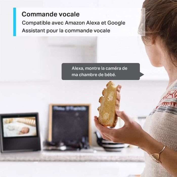 TP-Link Tapo Caméra Surveillance WiFi, Tapo camera IP 1080P avec Vision Nocturne, Détection de Mouvement, Caméra Bébé Tapo C100