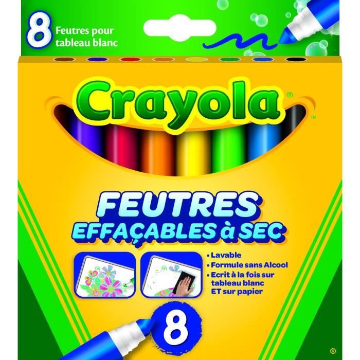 Crayola - 8 Feutres effaçables a sec - boîte française -