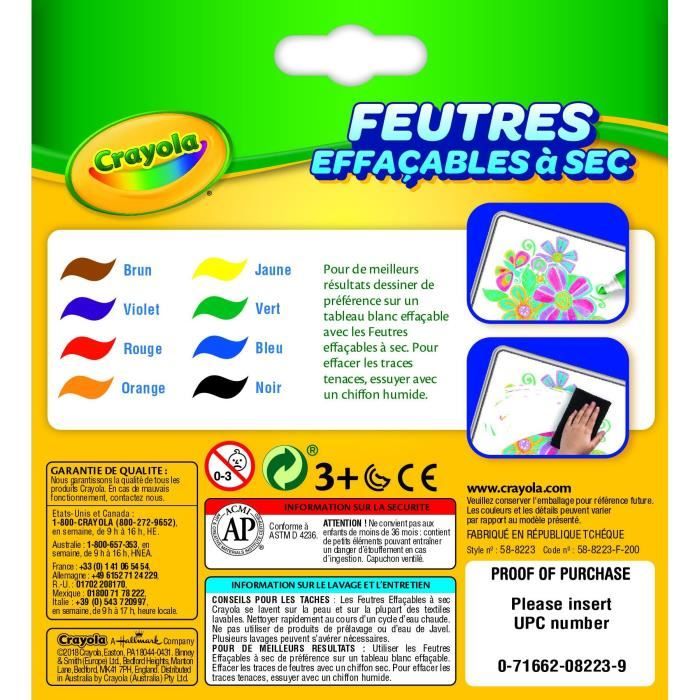 Crayola - 8 Feutres effaçables a sec - boîte française -