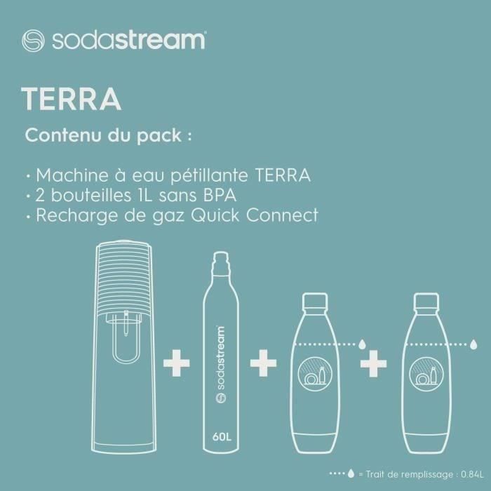 SODASTREAM TERRABILV - Machine TERRA Blanche Pack 2 bouteilles LV + 1 cylindre d'échange CQC