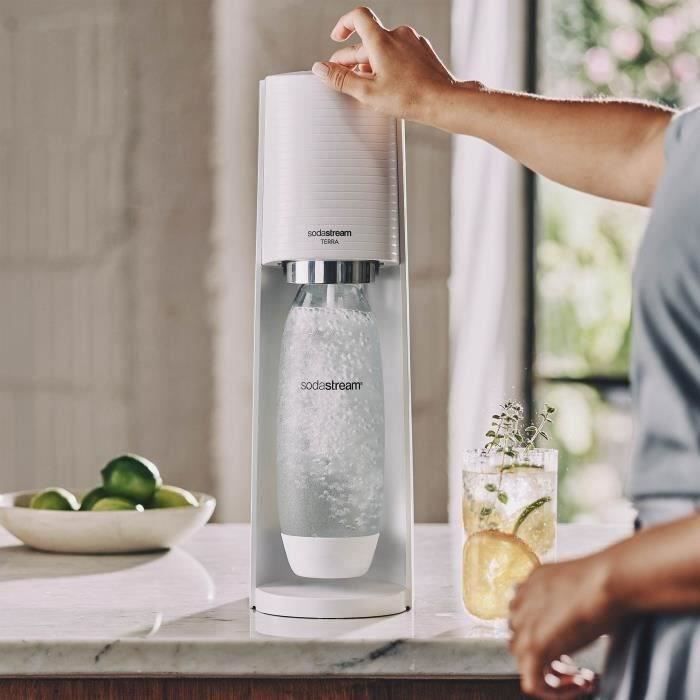 SODASTREAM TERRABILV - Machine TERRA Blanche Pack 2 bouteilles LV + 1 cylindre d'échange CQC