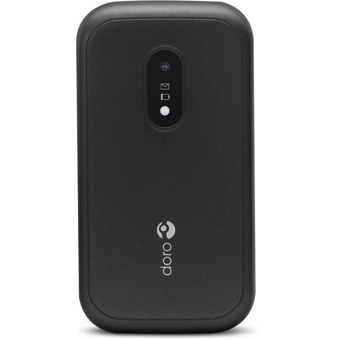 DORO 6040 - Téléphone mobile a clapet pour senior - Large afficheur - Touche d'assistance avec géolocalisation GPS - Noir