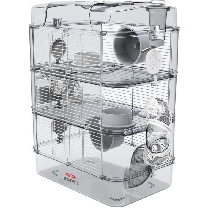 Gabbia ZOLUX Rody3 trio a 3 piani - Per criceti, topi e gerbilli - L 41 x P 27 x A 53 cm - Bianco