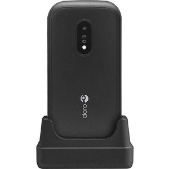 DORO 6040 - Téléphone mobile a clapet pour senior - Large afficheur - Touche d'assistance avec géolocalisation GPS - Noir
