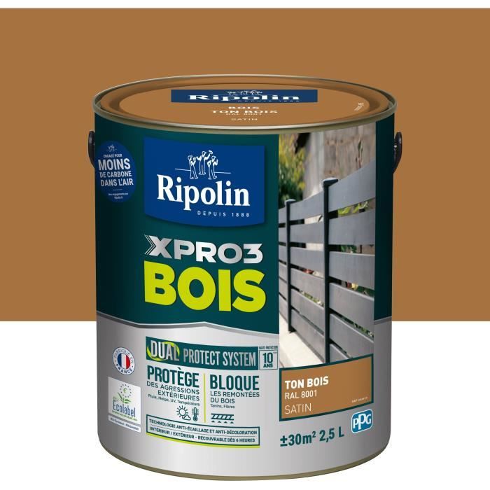 Image secondaire de Peinture bois - RIPOLIN - 8001 - Ton Bois - Satiné - 2,5L