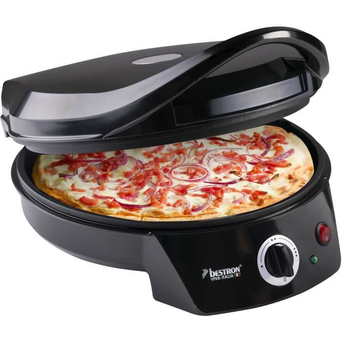 Bestron Four a pizza électrique, pour pizza faite maison ou surgelée, jusqu'a Ø 27cm, 1800 Watts, Couleur: noir