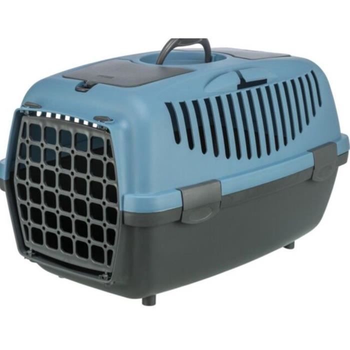 Box de transport - TRIXIE - Capri 2 - Recyclé - XS / S : 37 x 34 x 55 cm - Gris foncé / Bleu