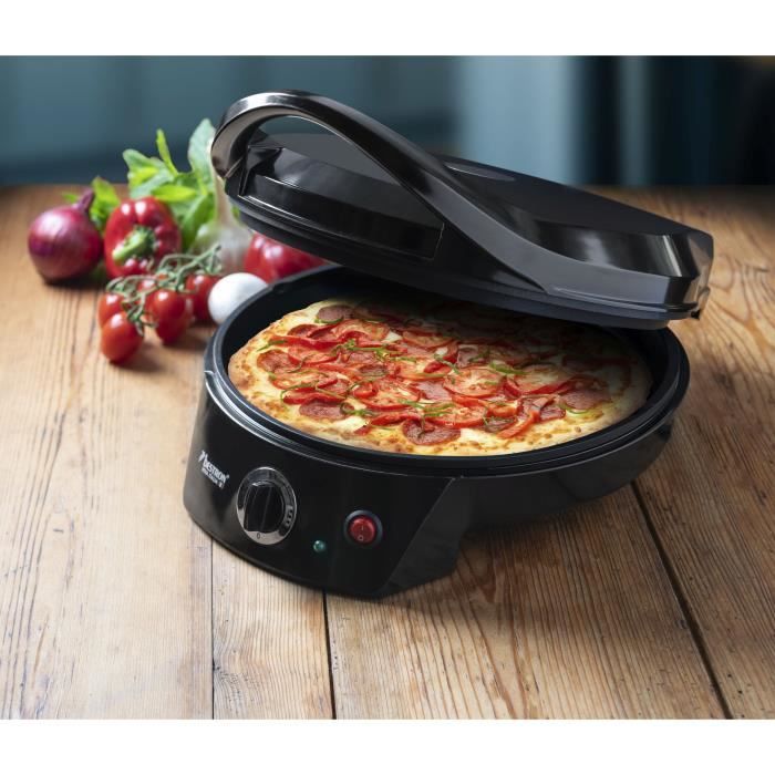 Bestron Four a pizza électrique, pour pizza faite maison ou surgelée, jusqu'a Ø 27cm, 1800 Watts, Couleur: noir