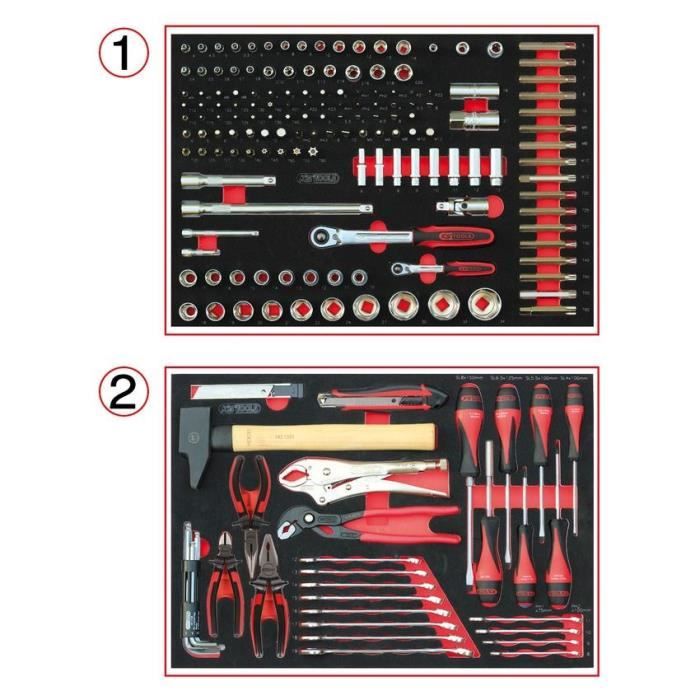 M�dulo - KS TOOLS - 714.0184 - Juego de herramientas con 2 cajones - Para carro - 184 piezas