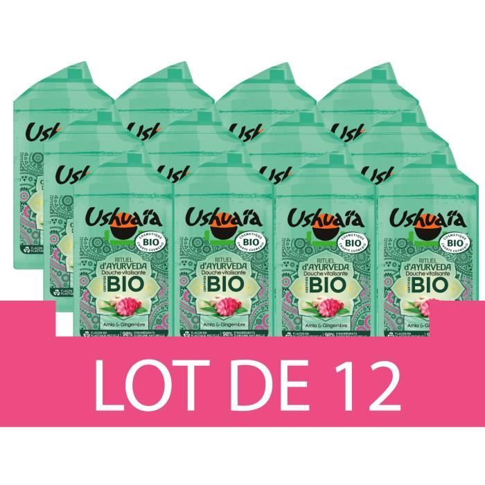 Gel douche USHUAIA BIO Rituel d'Ayurveda Amla & Gingembre - 12 x 250 ml