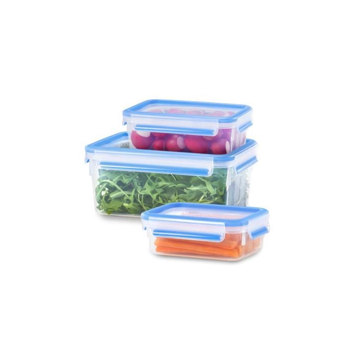 TEFAL K3028912 MASTERSEAL FRESH Lot de 3 boîtes de conservation alimentaire en plastique, Sans BPA, Hermétiques, Garantie 30 ans