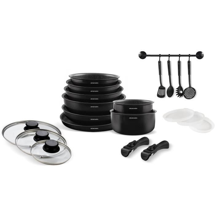 Batterie de cuisine induction - Arthur Martin - AM558 - Aluminium - 20 pieces - Poign�e amovible - Tous feux dont induction