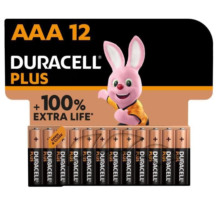 Duracell Plus Piles alcalines AAA, 1.5V LR03 MN2400, paquet de 12