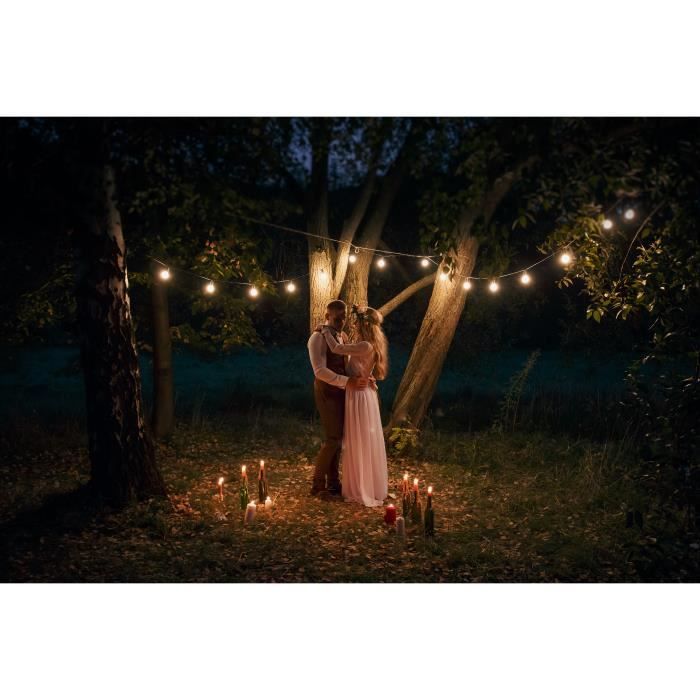 LINK ME LIGHT Ghirlanda luminosa collegabile - 10 lampadine - Attacco E27 - LED bianco caldo - 5m